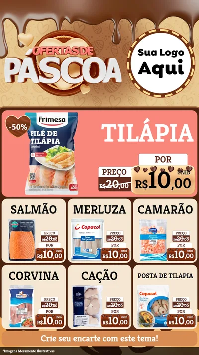 Modelo de Rede Social para Stories com o tema Ofertas de Páscoa para Peixaria