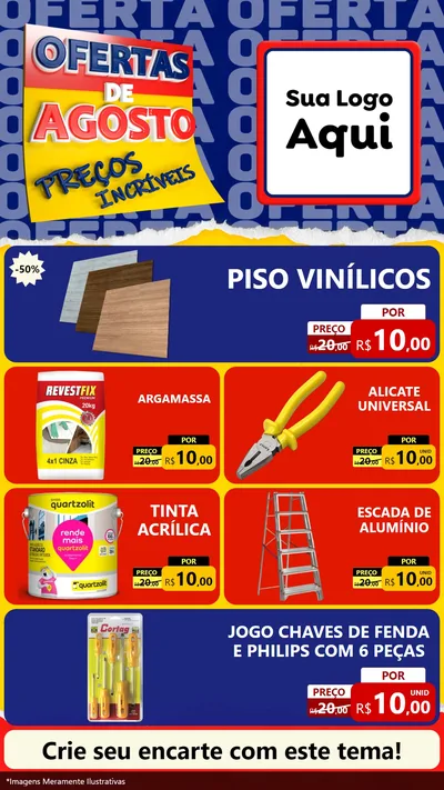 Modelo de TV para TV Vertical com o tema Ofertas de Agosto - Preços Incríveis para Material para Construção