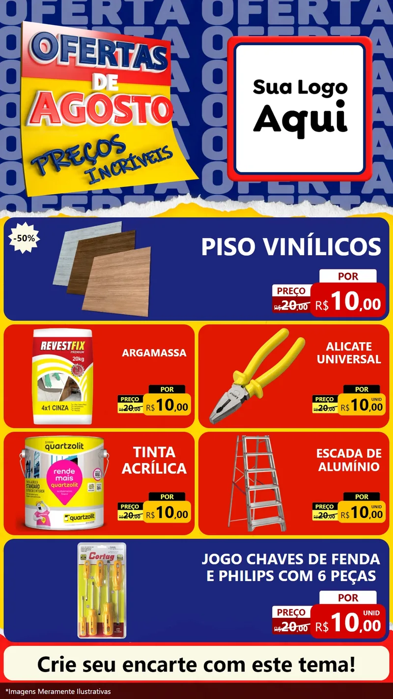 Modelo de TV para TV Vertical com o tema Ofertas de Agosto - Preços Incríveis para Material para Construção