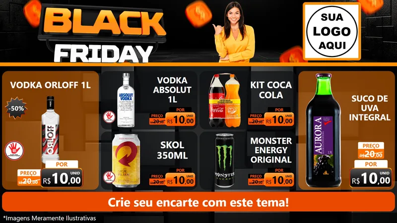 Modelo de TV para TV Horizontal com o tema Black Friday para Distribuidora de bebidas