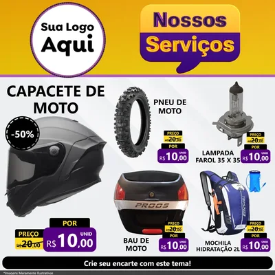 Modelo de Rede Social para Feed Facebook com o tema Nossos Serviços para Moto peças