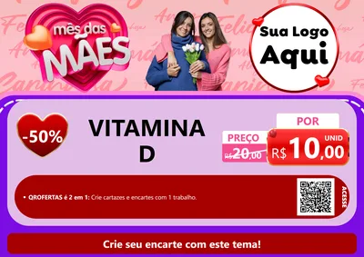 Modelo de Cartaz para Cartaz A4 Horizontal com o tema Mês Das Mães para Farmácia