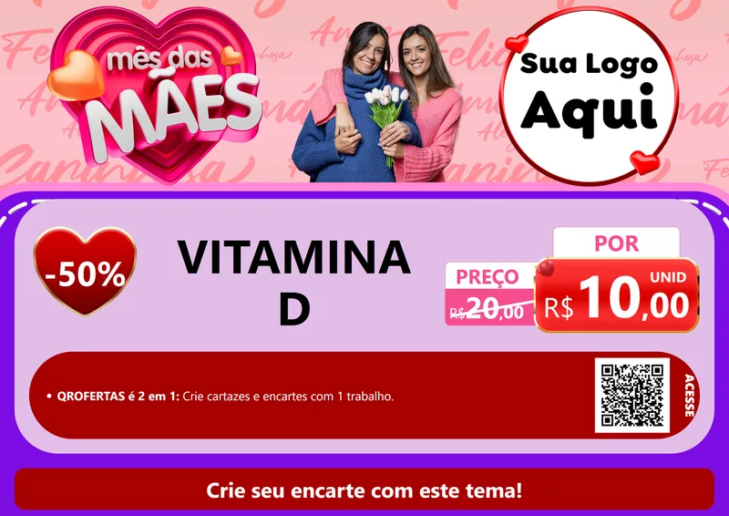 Modelo de Cartaz para Cartaz A4 Horizontal com o tema Mês Das Mães para Farmácia