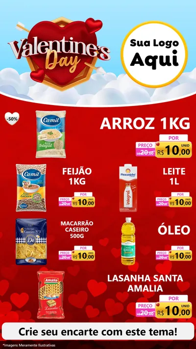 Modelo de TV para TV Vertical com o tema Valentine's Day para Supermercado