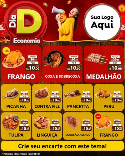 Modelo de Rede Social para Feed Instagram com o tema Dia D Economia para Assados