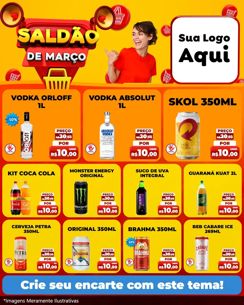 Modelo de Rede Social para Feed Instagram com o tema Saldão de Março para Distribuidora de bebidas