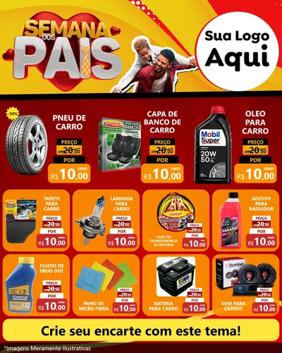 Modelo de Rede Social para Feed Instagram com o tema Semana Dos Pais para Auto peças