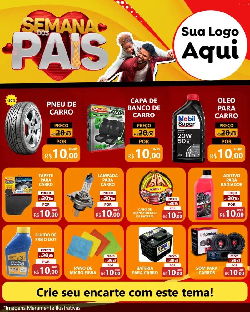 Modelo de Rede Social para Feed Instagram com o tema Semana Dos Pais para Auto peças