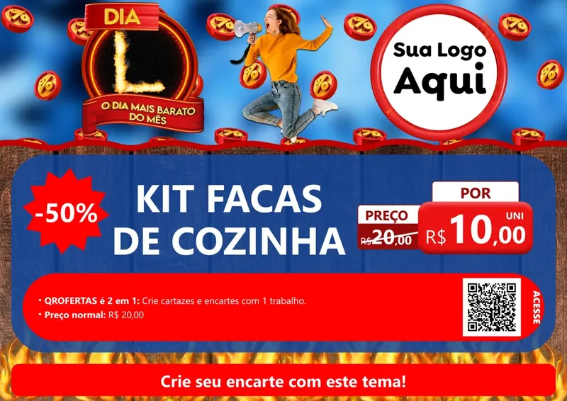 Modelo de Cartaz para Cartaz A4 Horizontal com o tema Dia L - O Dia Mais Barato Do Mês para Utilidades Domésticas