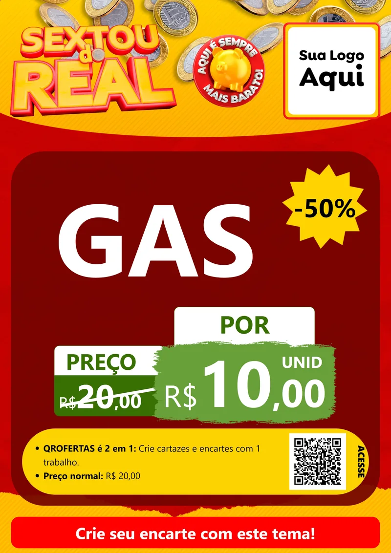 Modelo de Cartaz para Cartaz A4 Vertical com o tema Sextou do Real para Água e gás