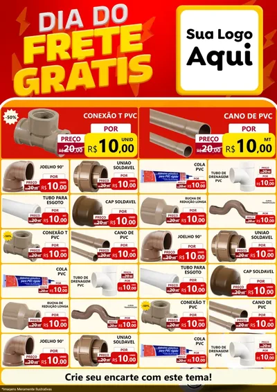 Modelo de Encarte para Encarte A4 Vertical com o tema Dia do Frete Grátis para Tubos e conexões