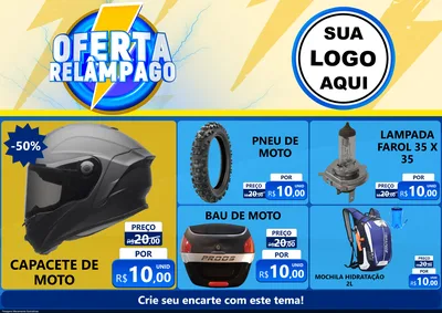 Modelo de Encarte para Encarte A4 Horizontal com o tema Oferta Relâmpago para Moto peças
