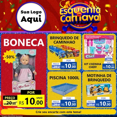 Modelo de Rede Social para Feed Facebook com o tema Esquenta de Carnaval para Brinquedos