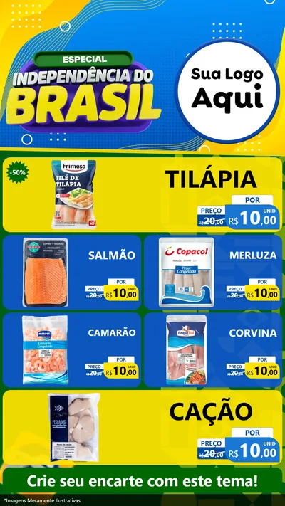Modelo de TV para TV Vertical com o tema Especial Independência do Brasil para Peixaria