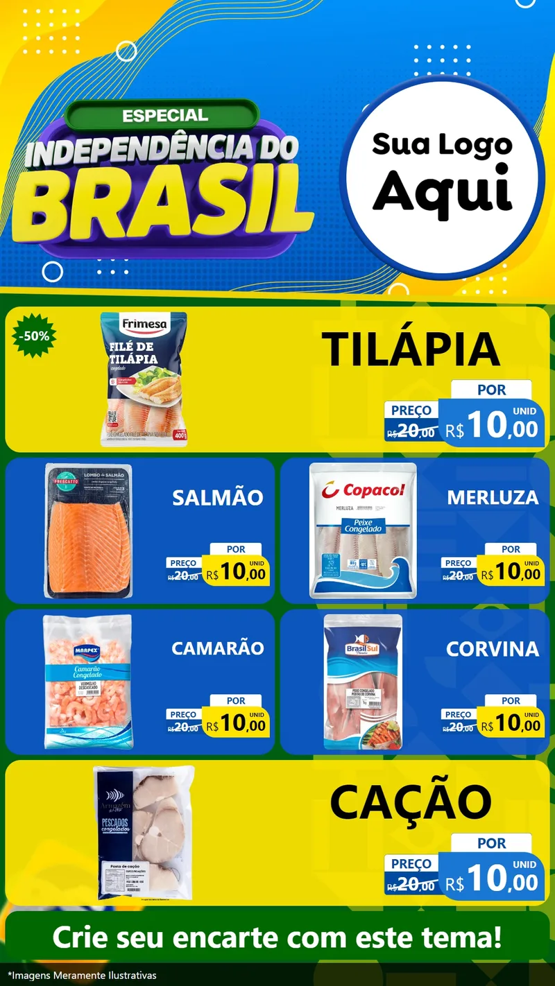 Modelo de TV para TV Vertical com o tema Especial Independência do Brasil para Peixaria