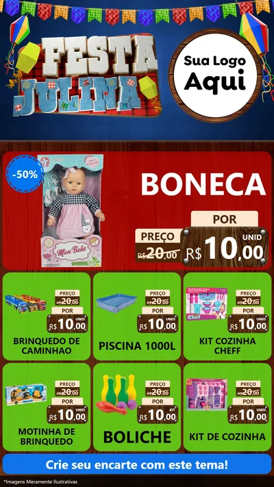 Modelo de Rede Social para Stories com o tema Festa Julina para Brinquedos