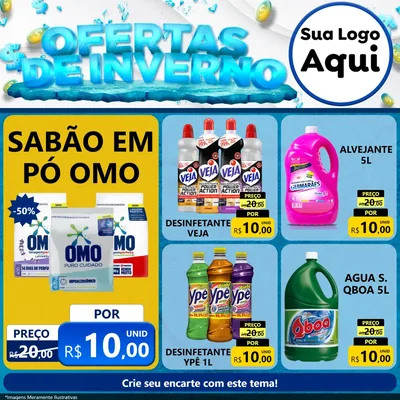 Modelo de Rede Social para Feed Facebook com o tema Ofertas de Inverno para Produtos de Limpeza