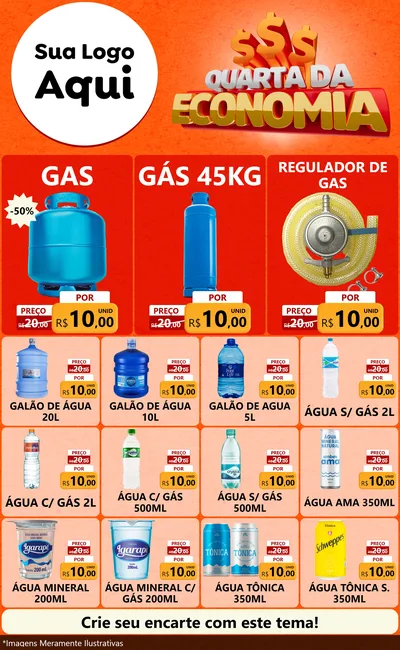 Modelo de Encarte para Encarte Grande com o tema Quarta da Economia para Água e gás