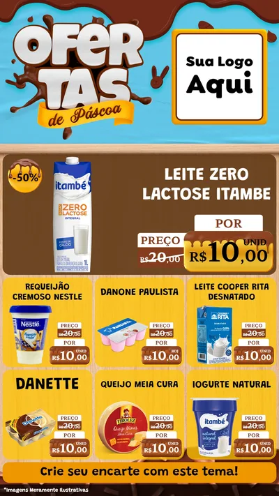 Modelo de Rede Social para Stories com o tema Ofertas de Páscoa para Frios e Laticínios