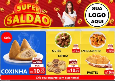 Modelo de Encarte para Encarte A4 Horizontal com o tema Super Saldão para Salgadaria