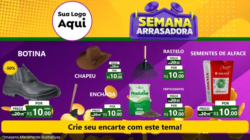Modelo de TV para TV Horizontal com o tema Semana Arrasadora para Agropecuária