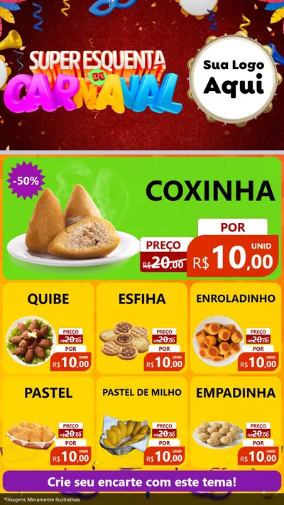 Modelo de Rede Social para Stories com o tema Super Esquenta de Carnaval para Salgadaria