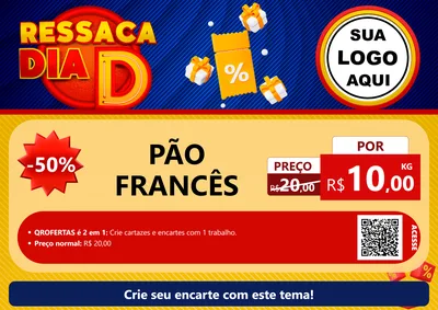 Modelo de Cartaz para Cartaz A4 Horizontal com o tema Ressaca Dia D para Padaria