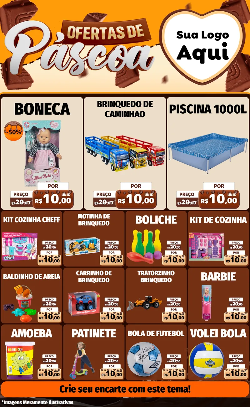 Modelo de Encarte para Encarte Grande com o tema Ofertas de Páscoa para Brinquedos