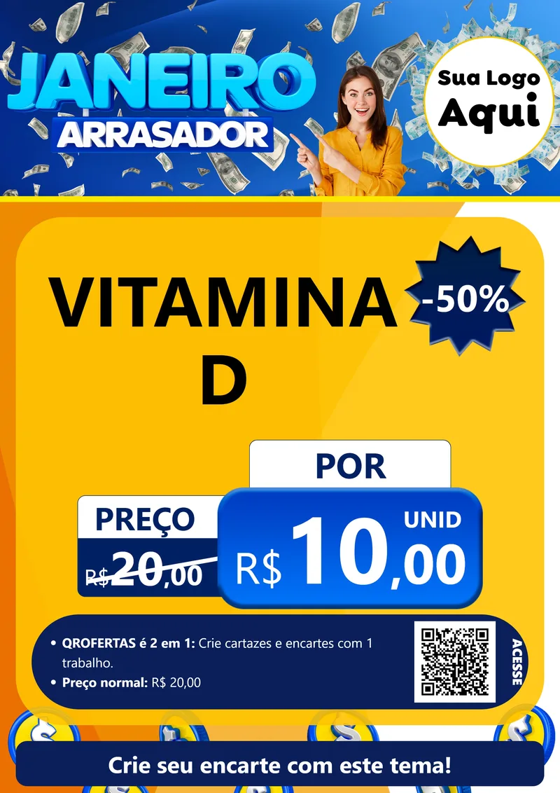 Modelo de Cartaz para Cartaz A4 Vertical com o tema Janeiro Arrasador para Farmácia