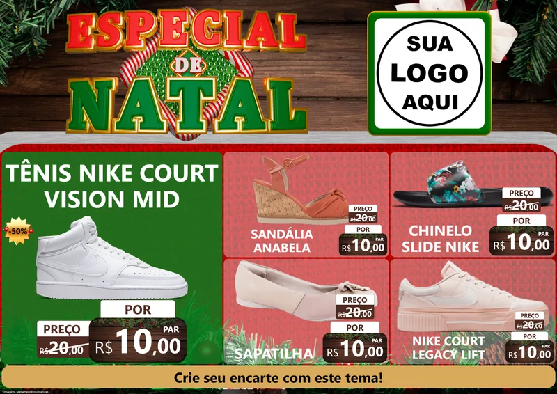 Modelo de Encarte para Encarte A4 Horizontal com o tema Especial de Natal para Calçados