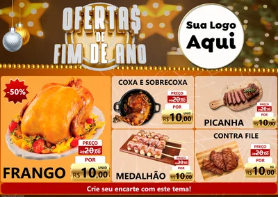 Modelo de Encarte para Encarte A4 Horizontal com o tema Ofertas de Fim de Ano para Assados