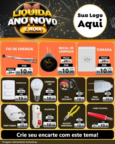 Modelo de Rede Social para Feed Instagram com o tema Liquida Ano Novo É Aqui! para Materiais Elétricos