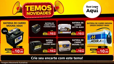 Modelo de TV para TV Horizontal com o tema Temos Novidades para Baterias Elétricas