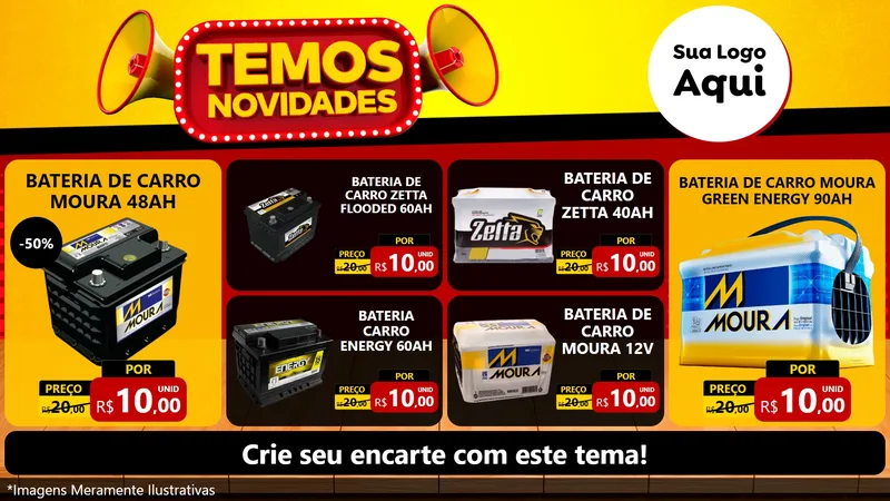 Modelo de TV para TV Horizontal com o tema Temos Novidades para Baterias Elétricas