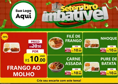 Modelo de Encarte para Encarte A4 Horizontal com o tema Setembro Imbatível para Restaurante
