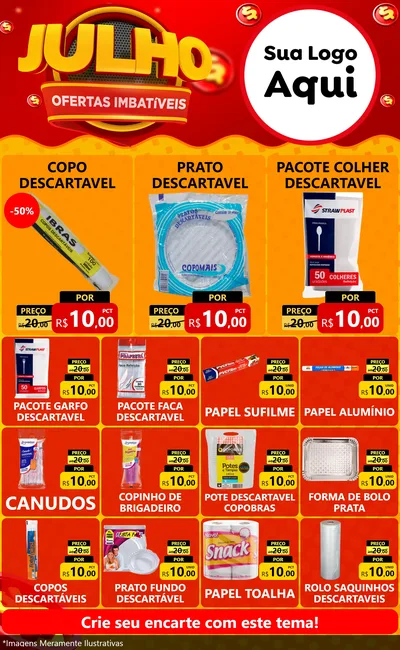 Modelo de Encarte para Encarte Grande com o tema Julho Ofertas Imbatíveis para Embalagens