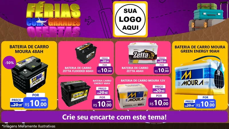 Modelo de TV para TV Horizontal com o tema Férias com Grandes Ofertas para Baterias Elétricas