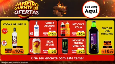 Modelo de TV para TV Horizontal com o tema Janeiro Quente de Ofertas para Distribuidora de bebidas