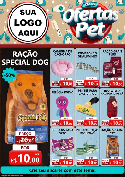 Modelo de Encarte para Encarte A4 Vertical com o tema Dia de Ofertas Pet para Pet Shop