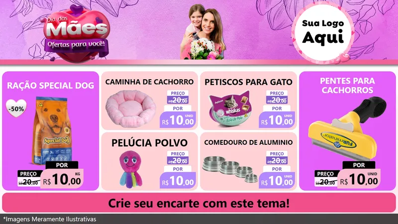 Modelo de TV para TV Horizontal com o tema Dia das Mães Ofertas para Você! para Pet Shop