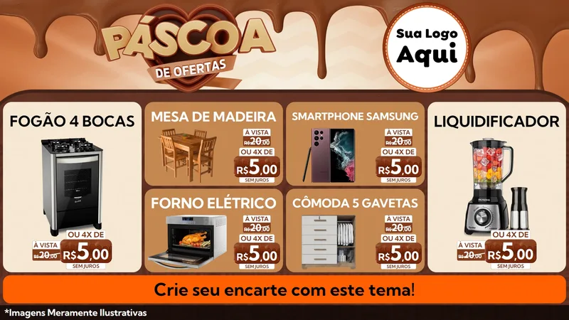 Modelo de TV para TV Horizontal com o tema Páscoa de Ofertas para Móveis e Eletro