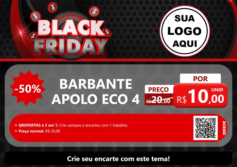Modelo de Cartaz para Cartaz A4 Horizontal com o tema Black Friday para Armarinho e Aviamentos