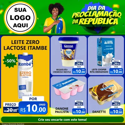 Modelo de Rede Social para Feed Facebook com o tema Dia Da Proclamação Da República para Frios e Laticínios