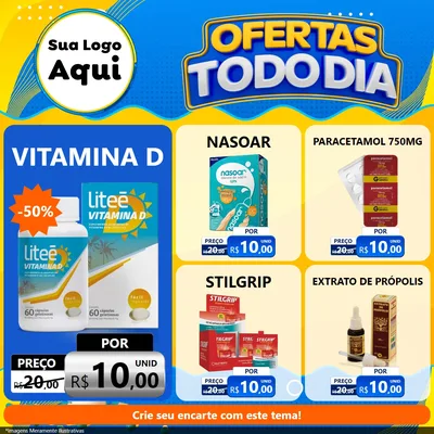 Modelo de Rede Social para Feed Facebook com o tema Ofertas Todo Dia para Farmácia