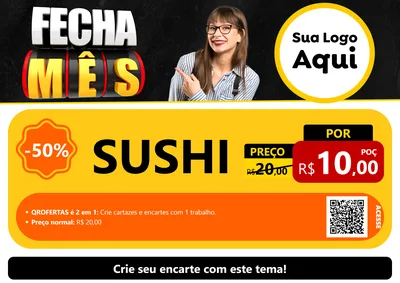 Modelo de Cartaz para Cartaz A4 Horizontal com o tema Fecha Mês para Comida japonesa