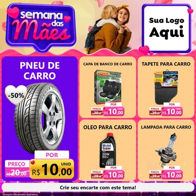 Modelo de Rede Social para Feed Facebook com o tema Semana das Mães para Auto peças
