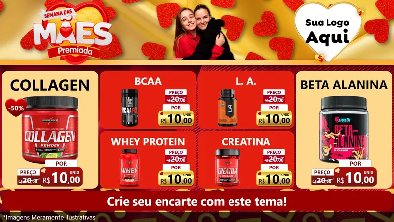 Modelo de TV para TV Horizontal com o tema Semana das Mães Premiada para Suplementos alimentares