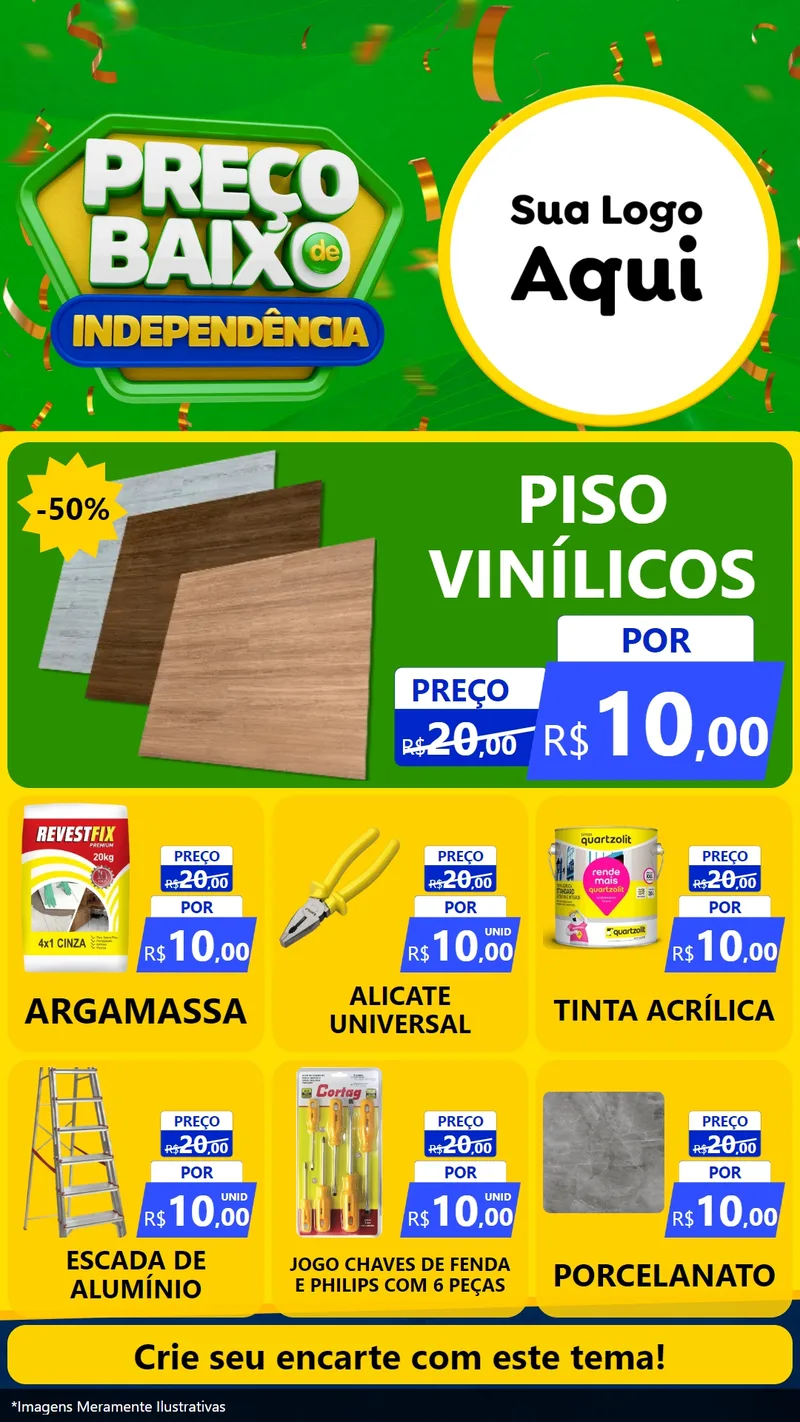 Modelo de Rede Social para Stories com o tema Preço Baixo de Independência para Material para Construção
