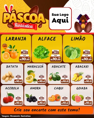 Modelo de Rede Social para Feed Instagram com o tema Páscoa Fantástica para Hortifrúti