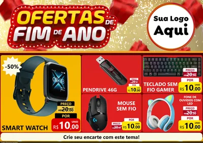 Modelo de Encarte para Encarte A4 Horizontal com o tema Ofertas de Fim de Ano para Informática